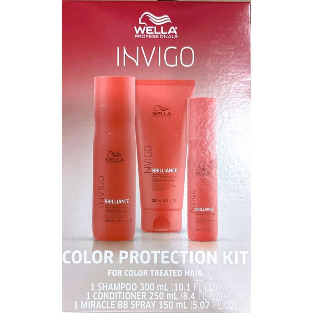 Wella Color Protection Kit For Fine, Shampo 10.1 oz,Trtmnt 8.4 oz&Miracle BB Spr